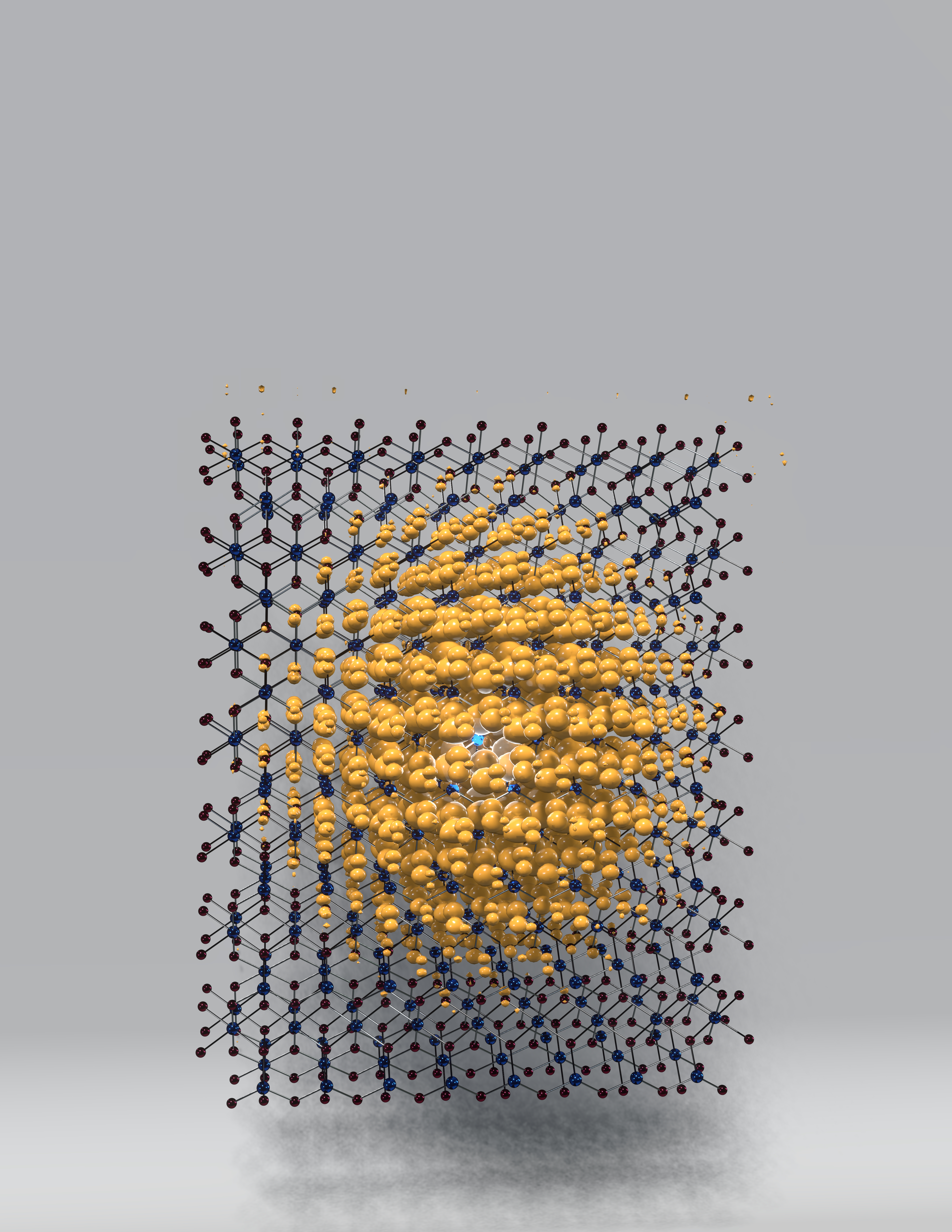 Large hole polaron (orange surface) in the rutile phase of TiO2. Credit: Zhenbang Dai and Feliciano Giustino/UT Austin