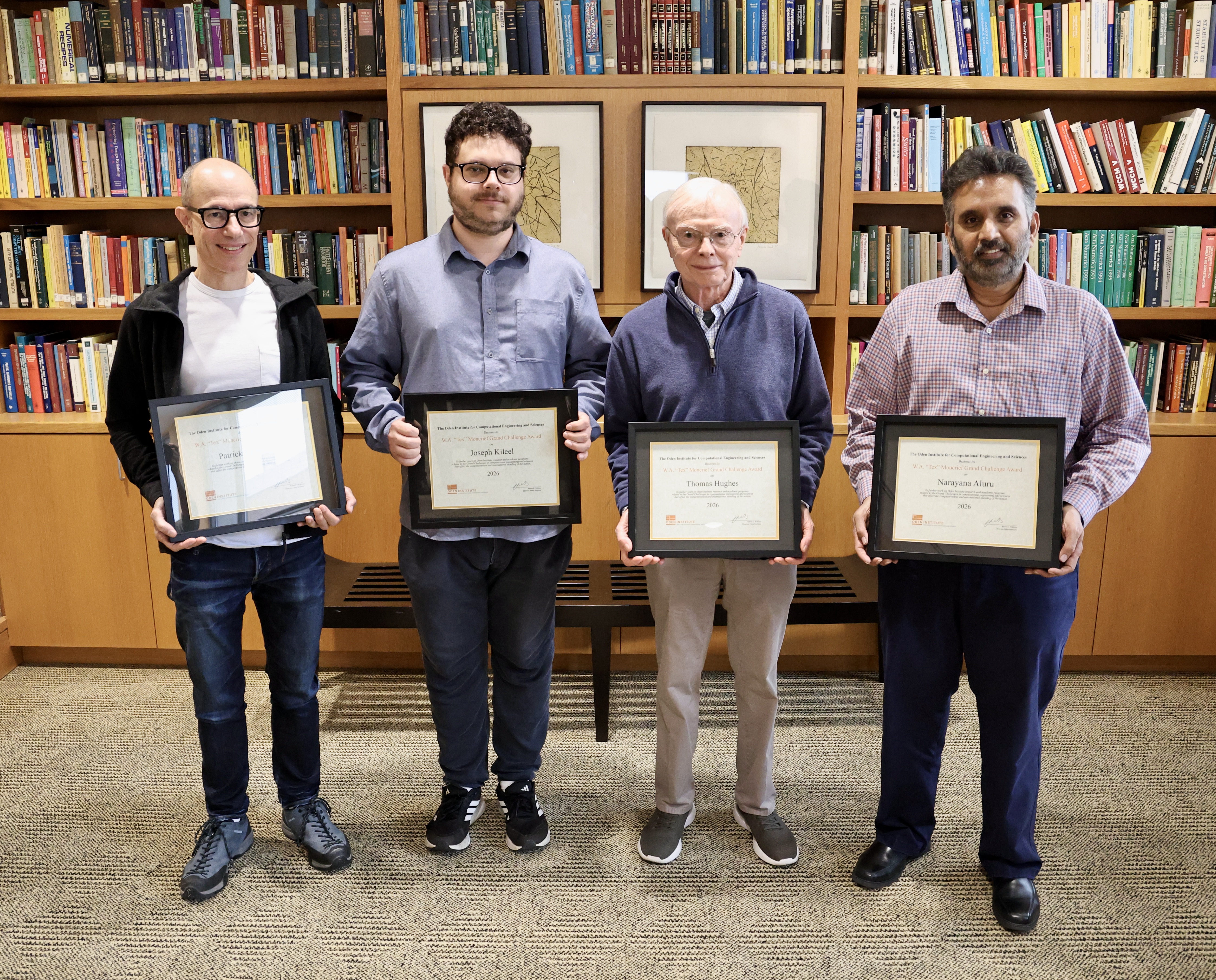 Patrick Heimbach, Joseph Kileel, Thomas J. R. Hughes, and Narayana R. Aluru. Credit: Joanne Foote