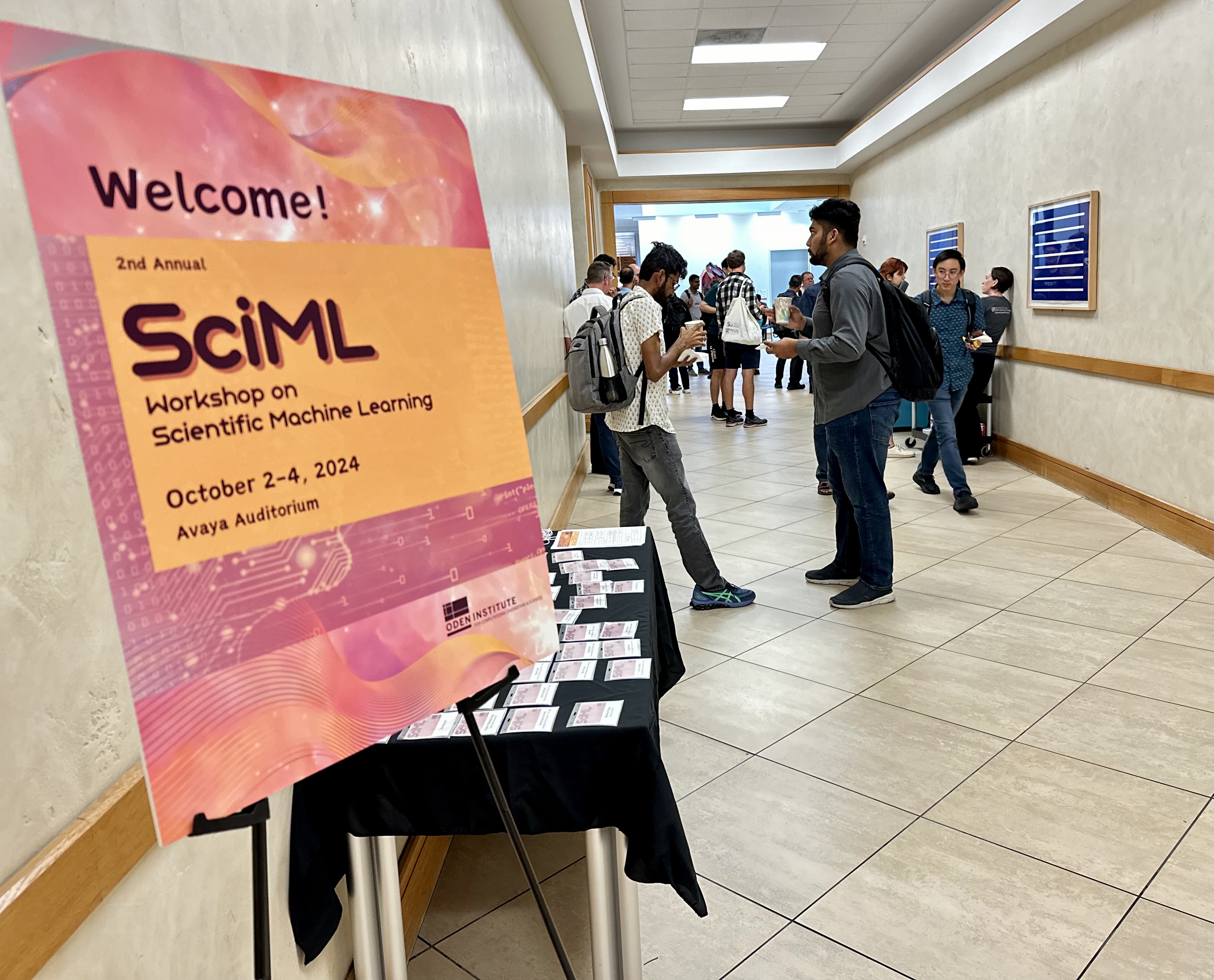 SciML attendees gather in front of the Peter O'Donnell Building. Credit: Joanne Foote.