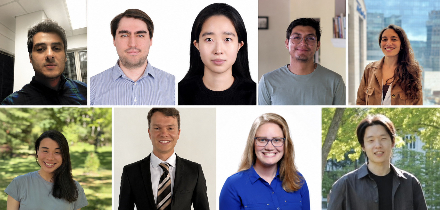 L-r: Vahid Badrkhani, Samet Demir, Jeewon Kim, Alam Tonaltzin Osorio Delgadillo, and Elisa Serafini. Bottom row, l-r: Caroline Tatsuoka, Yannis Voet, Emily Williams, and Jiaqi Yang.