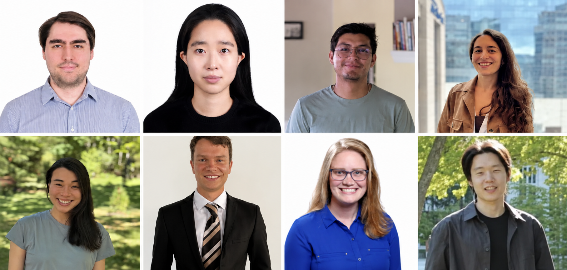 L-r: Samet Demir, Jeewon Kim, Alam Tonaltzin, Osorio Delgadillo, and Elisa Serafini. Bottom row, l-r: Caroline Tatsuoka, Yannis Voet, Emily Williams, and Jiaqi Yang.