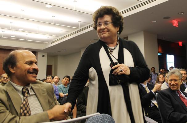 Wheeler at the  United States Association for Computational Mechanics (USACM) award ceremony. Wheeler was awarded the John von Neumann Medal, the highest honor bestowed by USACM.