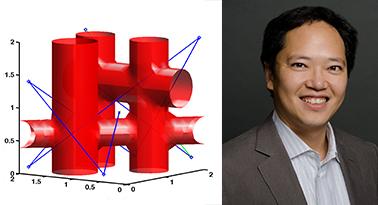 A figure showing a pipe-like structure visualized by analyzing sensor signals. Tsai's algorithm calculates the fewest amount of signals needed for a suitable resolution figure. 